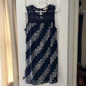 Skies are Blue Navy Blue and White Sun Dress